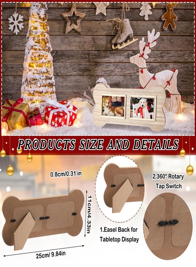 Lineshading 2 Pcs Dog Picture Frame Puppy Collage Picture Bone Shaped Wooden Doggie Photo Frame Christmas Gifts Dog Owner Puppy Lover Pets Pictures Tabletop Gift for Living Room Study Bedroom - Image 2